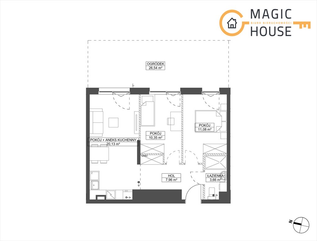 Nowoczesne 3-pokojowe mieszkanie 42 m² w Gdyni - osiedle blisko natury Gdynia, Wielki Kack, Bieszczadzka  53m2 Foto 1