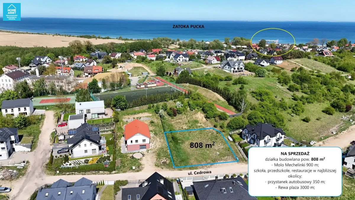 Działka pod dom blisko plaży, media, MPZP, 808 m2 Mosty, Cedrowa  808m2 Foto 1