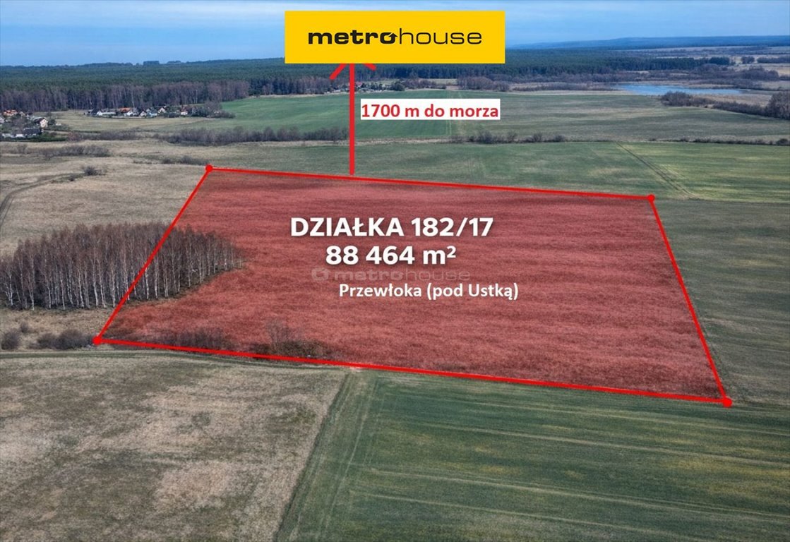 Duża działka rolna 88 464 m² nad morzem w Przewłoce Przewłoka, Dębowa  88 465m2 Foto 1