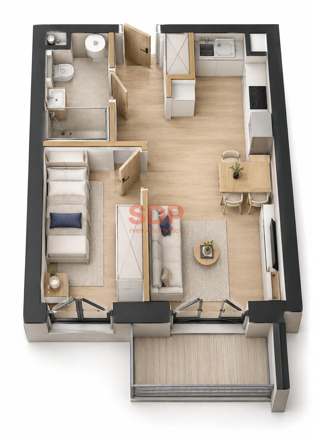 Zapraszam do nowoczesnego mieszkania 34 m² z balkonem w Wrocławiu Wrocław, Węgliniecka  34m2 Foto 1
