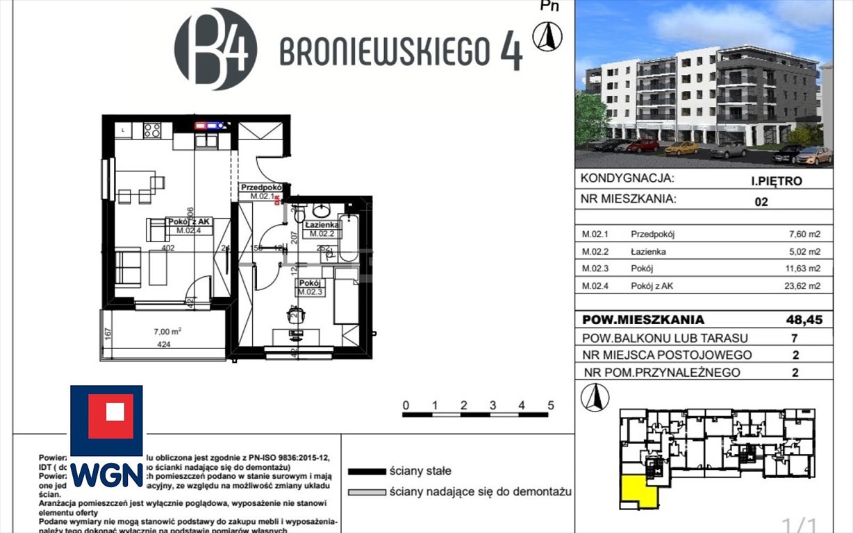 Mieszkanie dwupokojowe na sprzedaż Piotrków Trybunalski, Wyzwolenia, Broniewskiego  48m2 Foto 4
