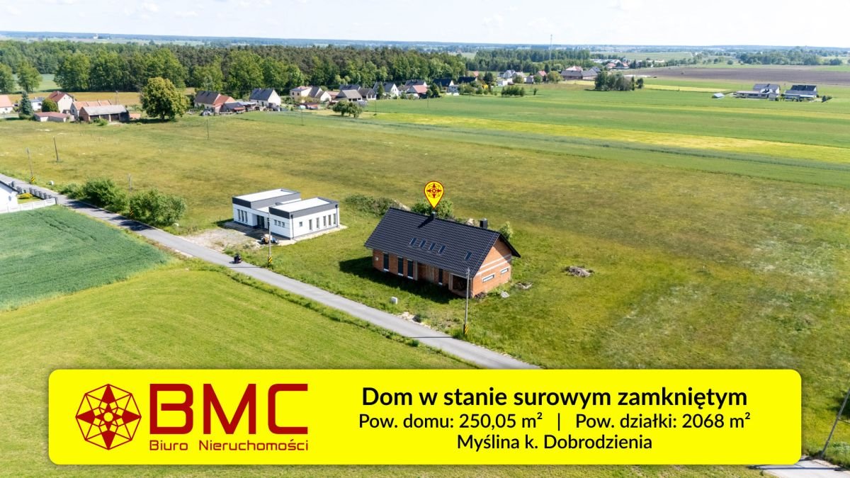 Sprzedam dom surowy z dużą działką 2068 m² w Myślinie Myślina, Zielona  250m2 Foto 1
