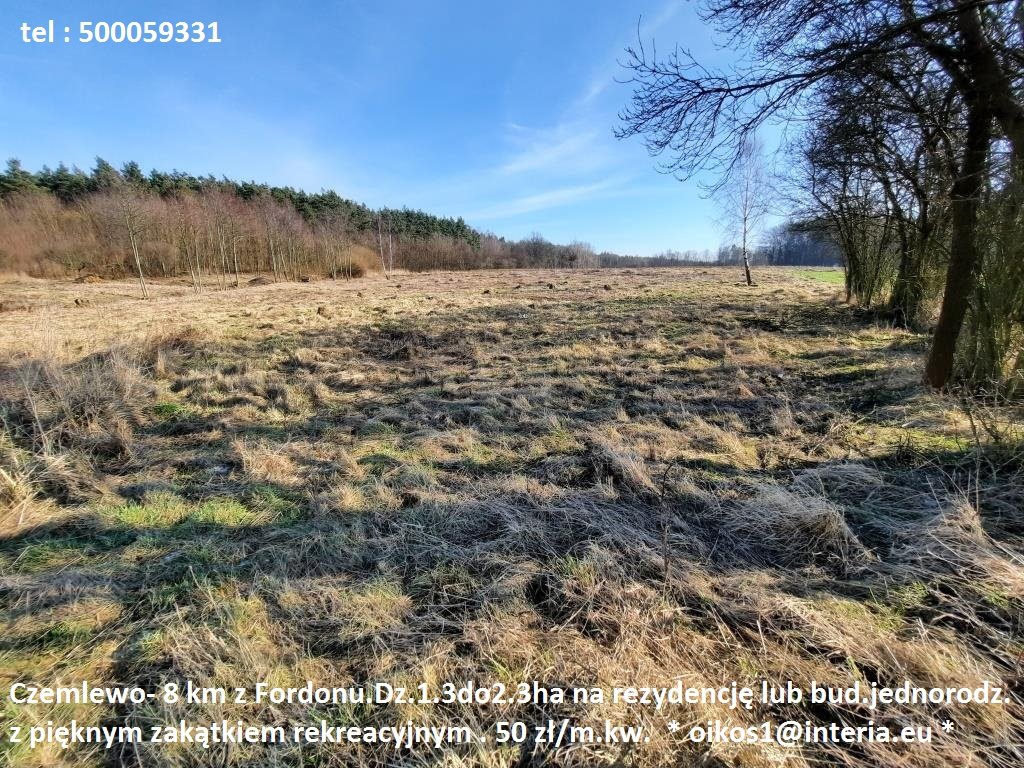 Zapraszam do zakupu działki 13 604 m² z możliwością zabudowy i rekreacji Czemlewo  13 604m2 Foto 1