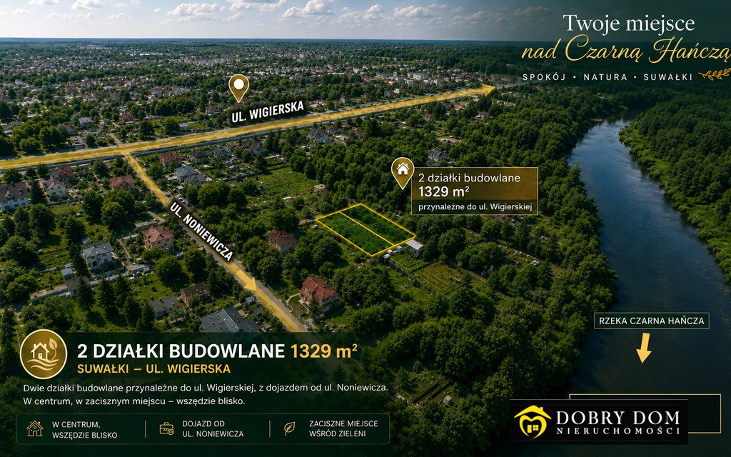 Zapraszam do zakupu działek 1329 m² w Suwałkach z rzeką i bliskością centrum Suwałki  1 329m2 Foto 1
