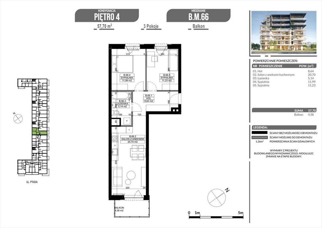 Nowoczesne 3-pokojowe mieszkanie z balkonem i dostępem do zieleni Poznań, Grunwald, Ptasia  58m2 Foto 1