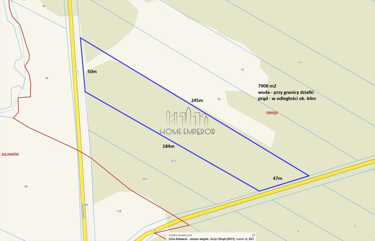 Działka 7 900 m² z mediami, bez planu, w Julianowie Czachówek, Julianów, Sosnowa  7 900m2 Foto 1