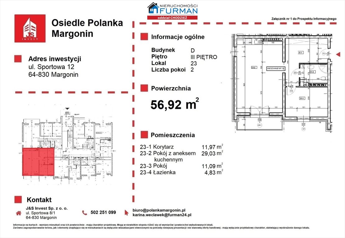 Mieszkanie dwupokojowe na sprzedaż Margonin  57m2 Foto 7