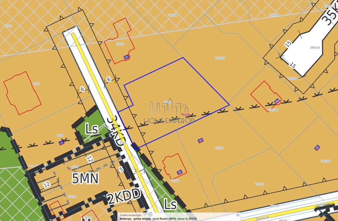 Działka 1356 m2 w Ruscu - media przy granicy, plan M Rusiec, Słowicza  1 356m2 Foto 1