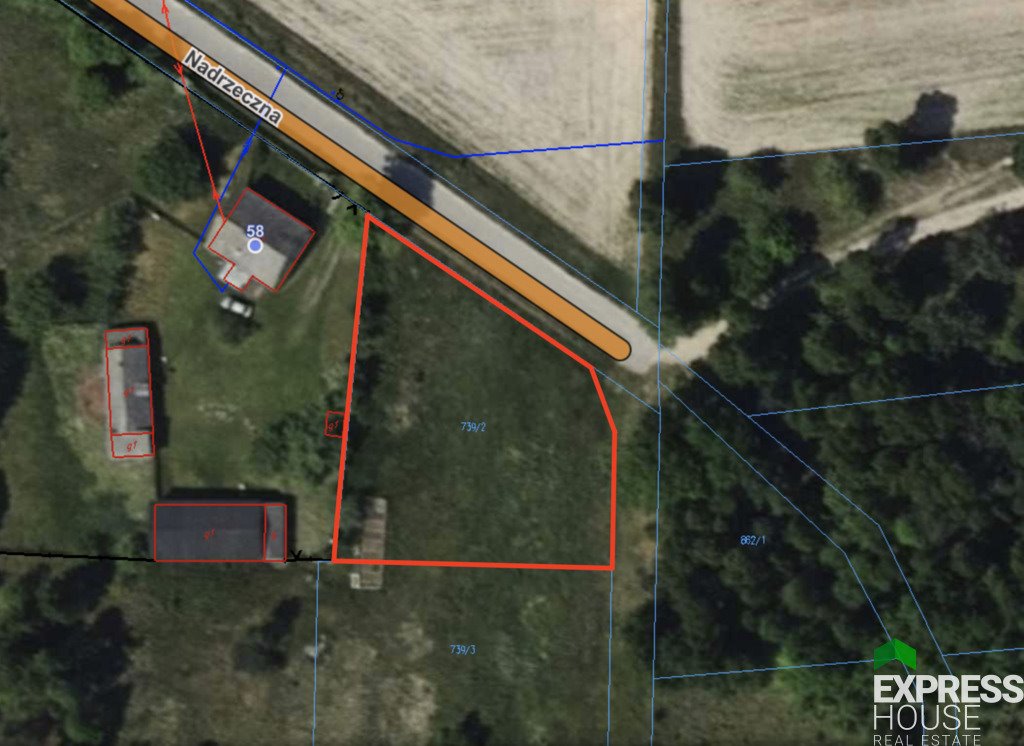 Działka pod dom w Rększowicach, 1322 m², media, blisko natury Rększowice, Nadrzeczna  1 322m2 Foto 1