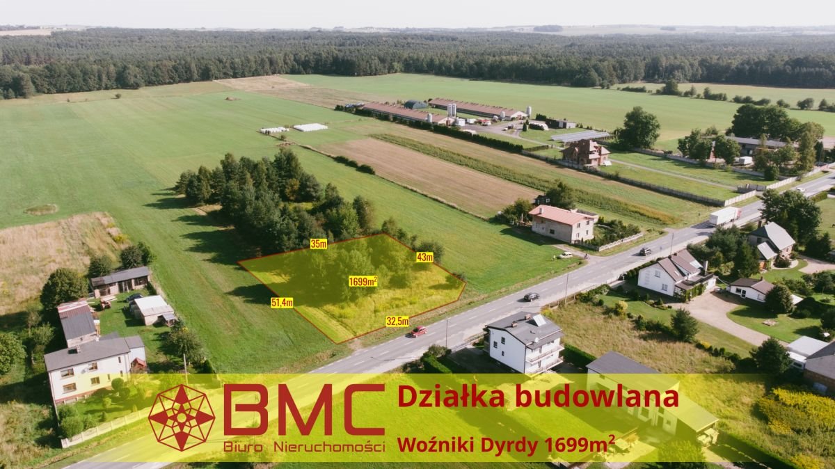 Działka budowlana na sprzedaż Woźniki, Dyrdy, Asfaltowa  1 699m2 Foto 1