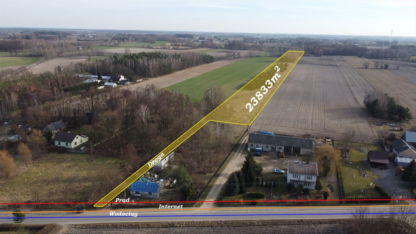 Działka rolna 23 833 m² z mediami, blisko Płońska Milewo  23 833m2 Foto 1