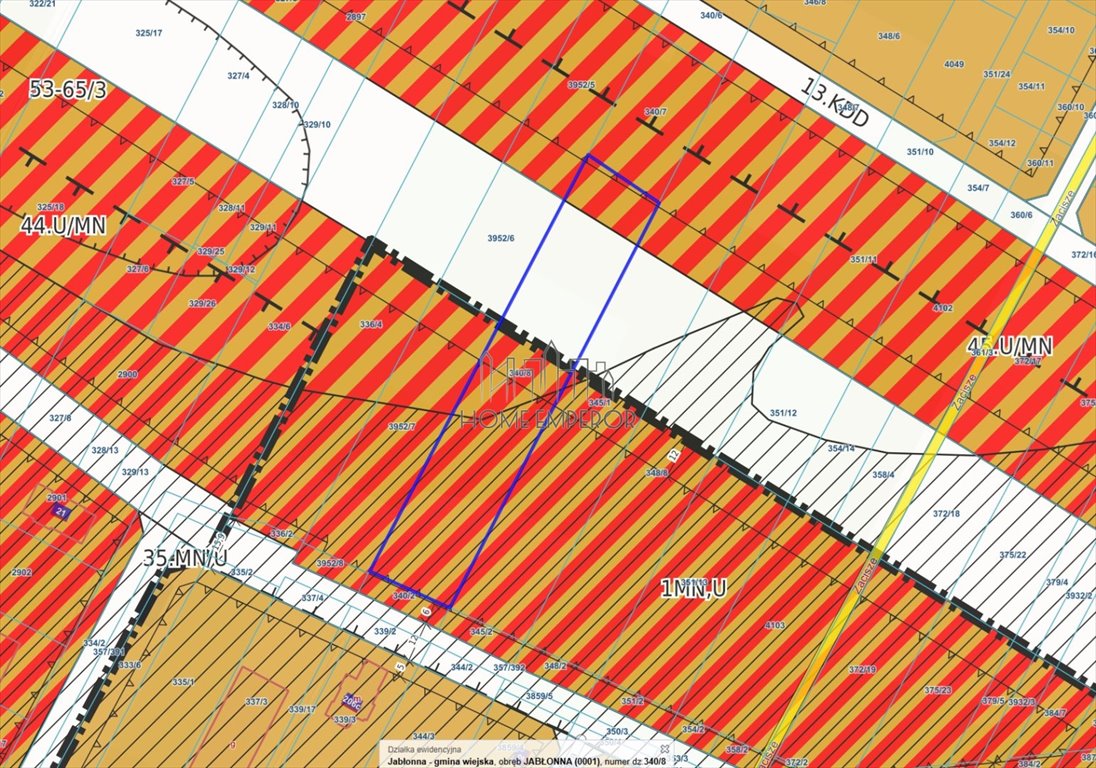 Działka 3 352 m² z planem zabudowy i mediami w pobliżu Jabłonna, Zacisze  3 352m2 Foto 1