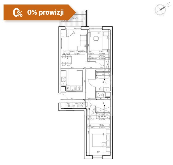 Mieszkanie trzypokojowe na sprzedaż Bydgoszcz, Bielawy  59m2 Foto 4