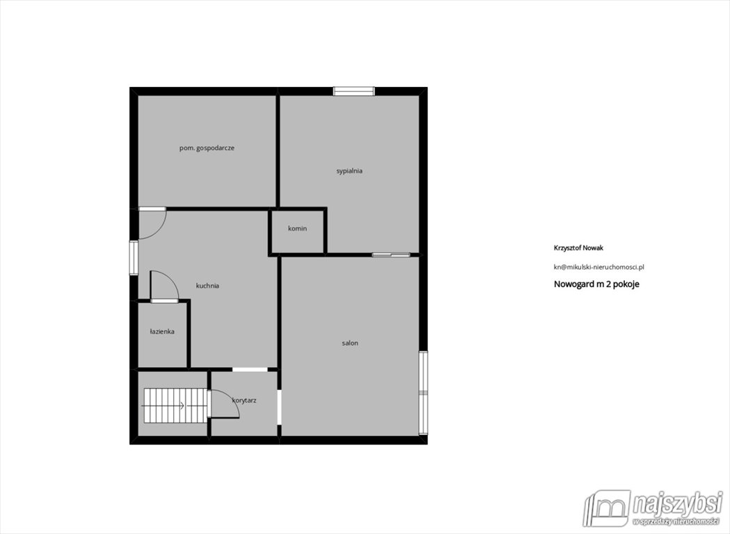 Mieszkanie dwupokojowe na sprzedaż Nowogard  57m2 Foto 13