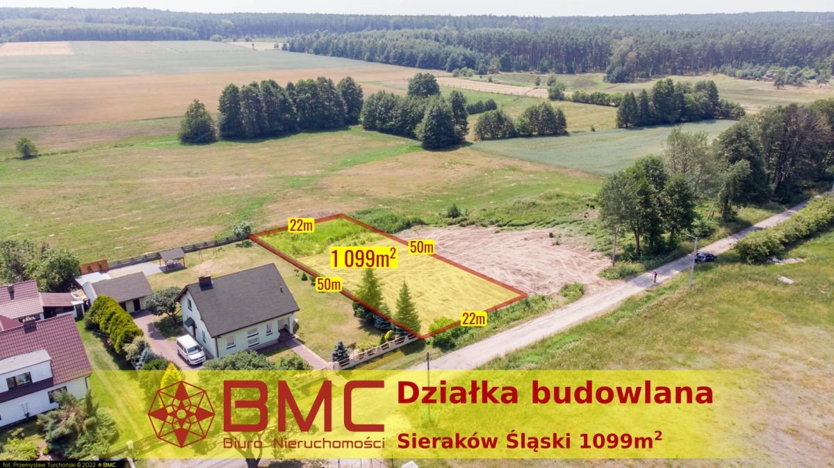 Działka budowlana na sprzedaż Sieraków Śląski, Myśliwska  1 099m2 Foto 1