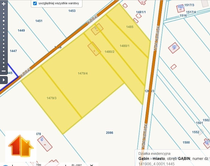 Działka pod osiedle 15 164 m² z dojazdem asfaltowym Gąbin, Kielniki  15 164m2 Foto 1