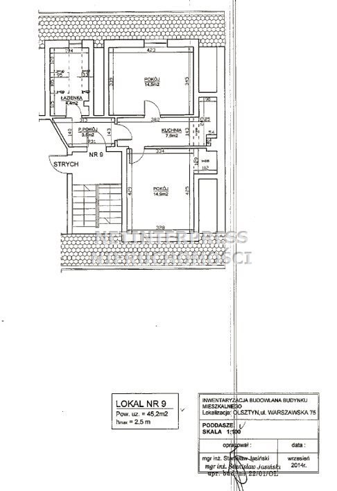 Mieszkanie dwupokojowe na sprzedaż Olsztyn  45m2 Foto 1