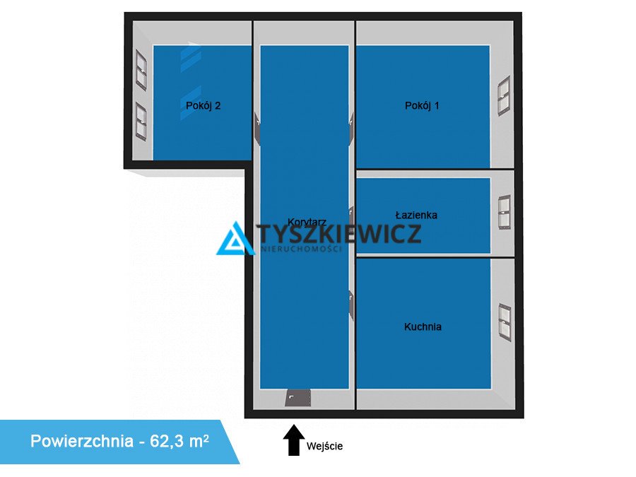 Mieszkanie dwupokojowe na sprzedaż Starogard Gdański  62m2 Foto 1