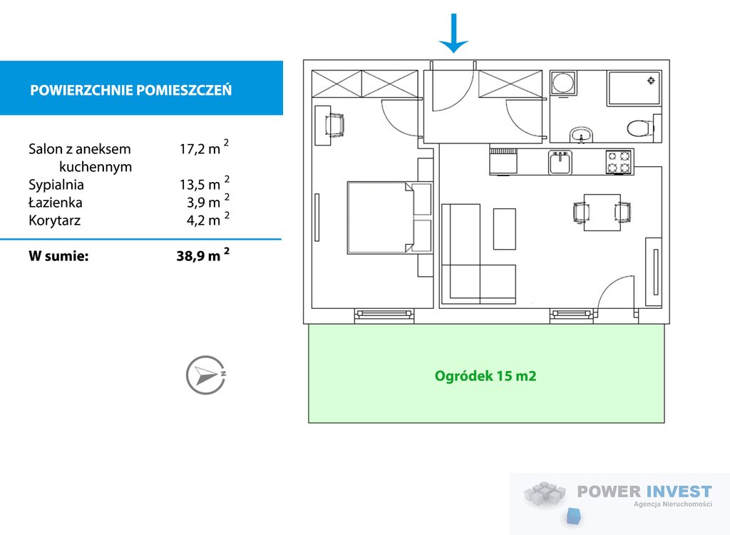 Mieszkanie dwupokojowe na sprzedaż Kraków  39m2 Foto 2