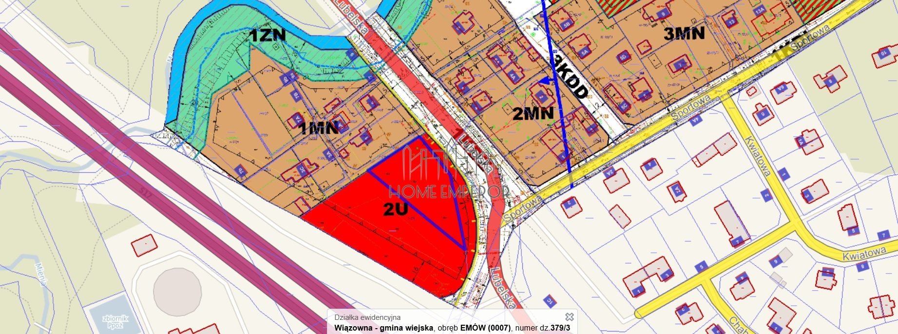 Działka usługowa 1890 m² z mediami - blisko S17 Emów, Lubelska  1 890m2 Foto 1