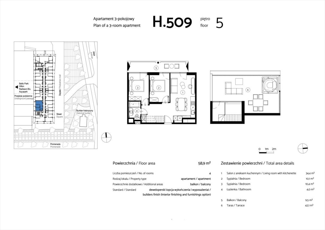 Mieszkanie trzypokojowe na sprzedaż Świnoujście, Uzdrowiskowa  59m2 Foto 3