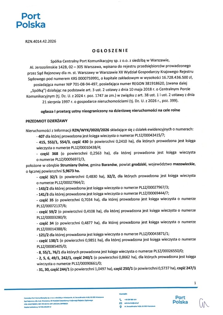 Działka na wynajem 295 tys. m² pod cele rolne w Baranowie Baranów  295 903m2 Foto 1