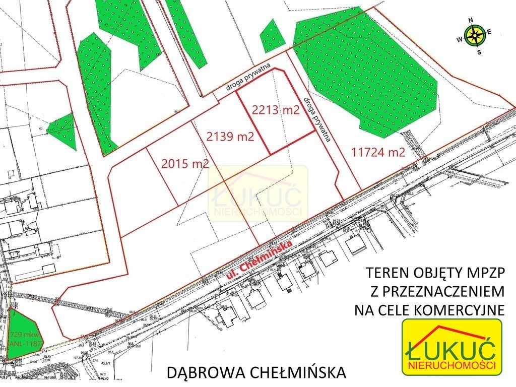Działka inwestycyjna na sprzedaż Dąbrowa Chełmińska, Chełmińska  2 213m2 Foto 2