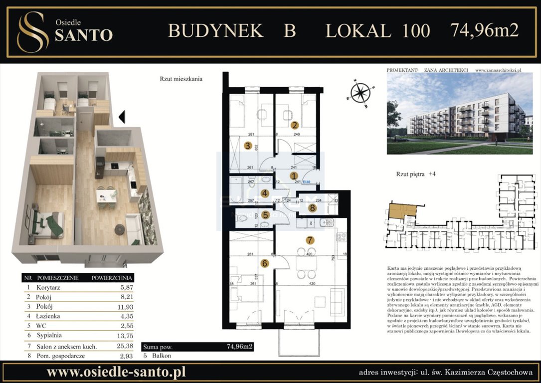 Mieszkanie czteropokojowe  na sprzedaż Częstochowa, Podjasnogórska  75m2 Foto 2