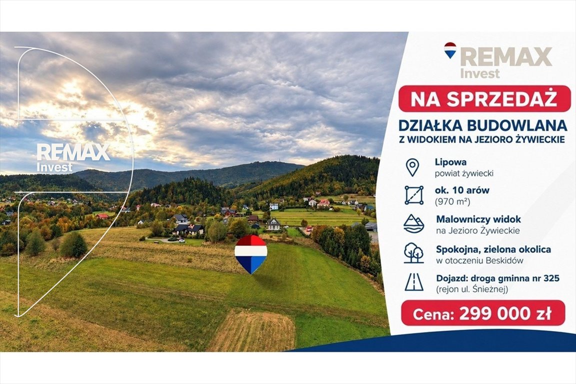 Polecam działkę z widokiem na Jezioro Żywieckie 970 m² w Lipowej Lipowa, Wichrowe Wzgórza  970m2 Foto 1