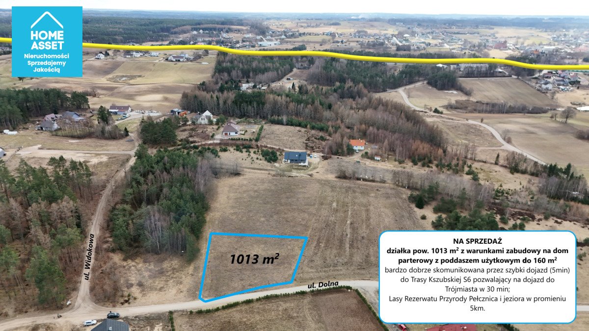Działka budowlana 1013 m² z WZ, szybki dojazd do Trójmiasta Grabowiec, Dolna  1 013m2 Foto 1