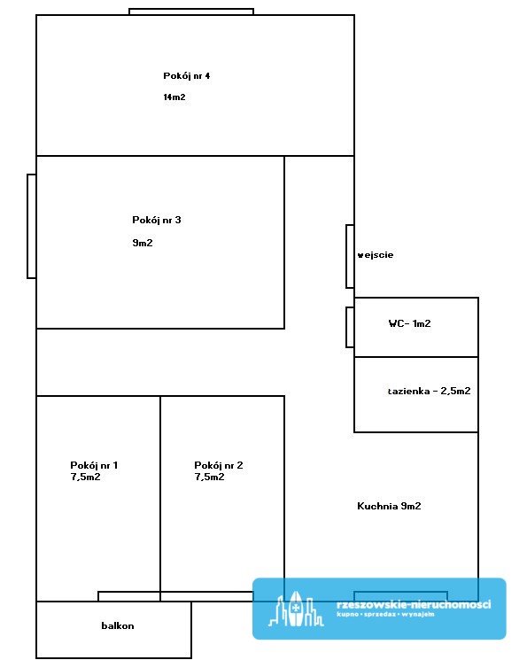 Mieszkanie czteropokojowe  na sprzedaż Rzeszów, gen. Leopolda Okulickiego  60m2 Foto 1
