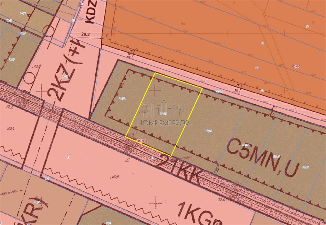 Działka 2791 m² pod dom i usługi - plan zagospodarowania Kierszek, Głowackiego  2 791m2 Foto 1