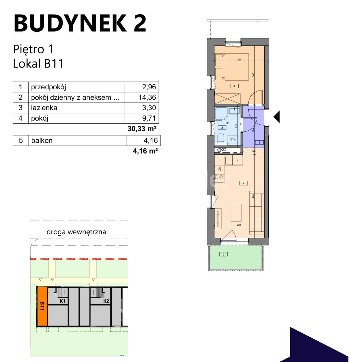 Mieszkanie dwupokojowe na sprzedaż Iwiny, Brochowska  30m2 Foto 5