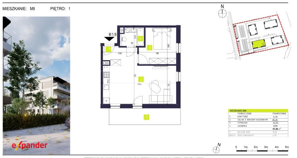 Nowoczesne mieszkanie 48 m² z balkonem w Głogowie Małopolskim Głogów Małopolski, Partyzantów  47m2 Foto 1