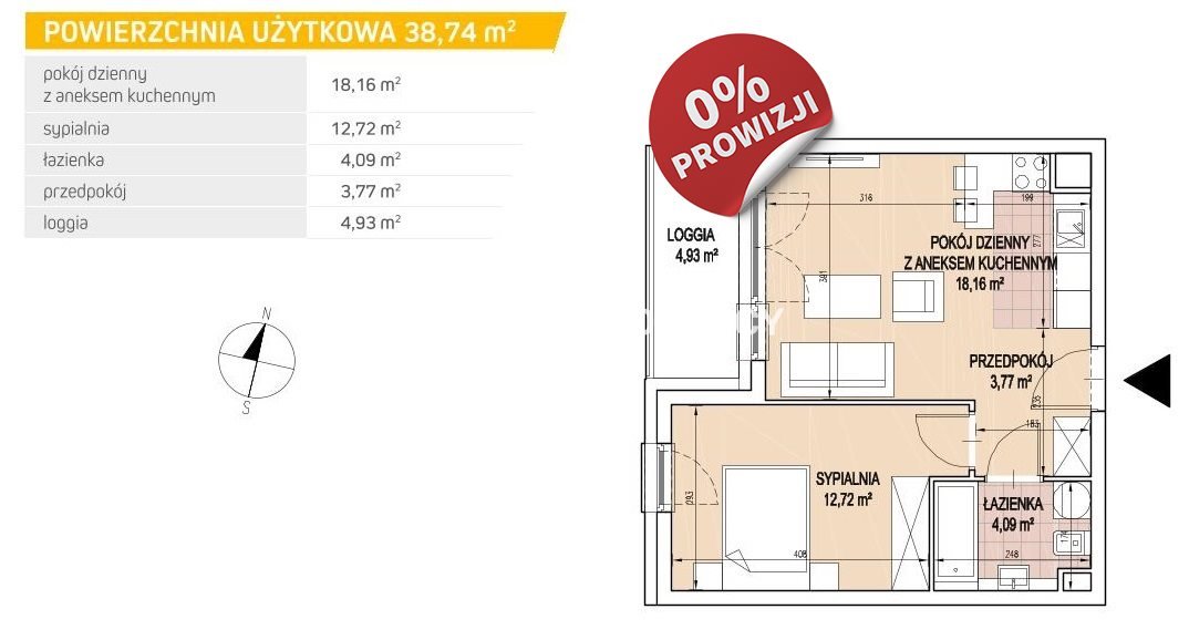 Mieszkanie dwupokojowe na sprzedaż Kraków, Podgórze Duchackie, Wola Duchacka, Kamieńskiego - okolice  39m2 Foto 4
