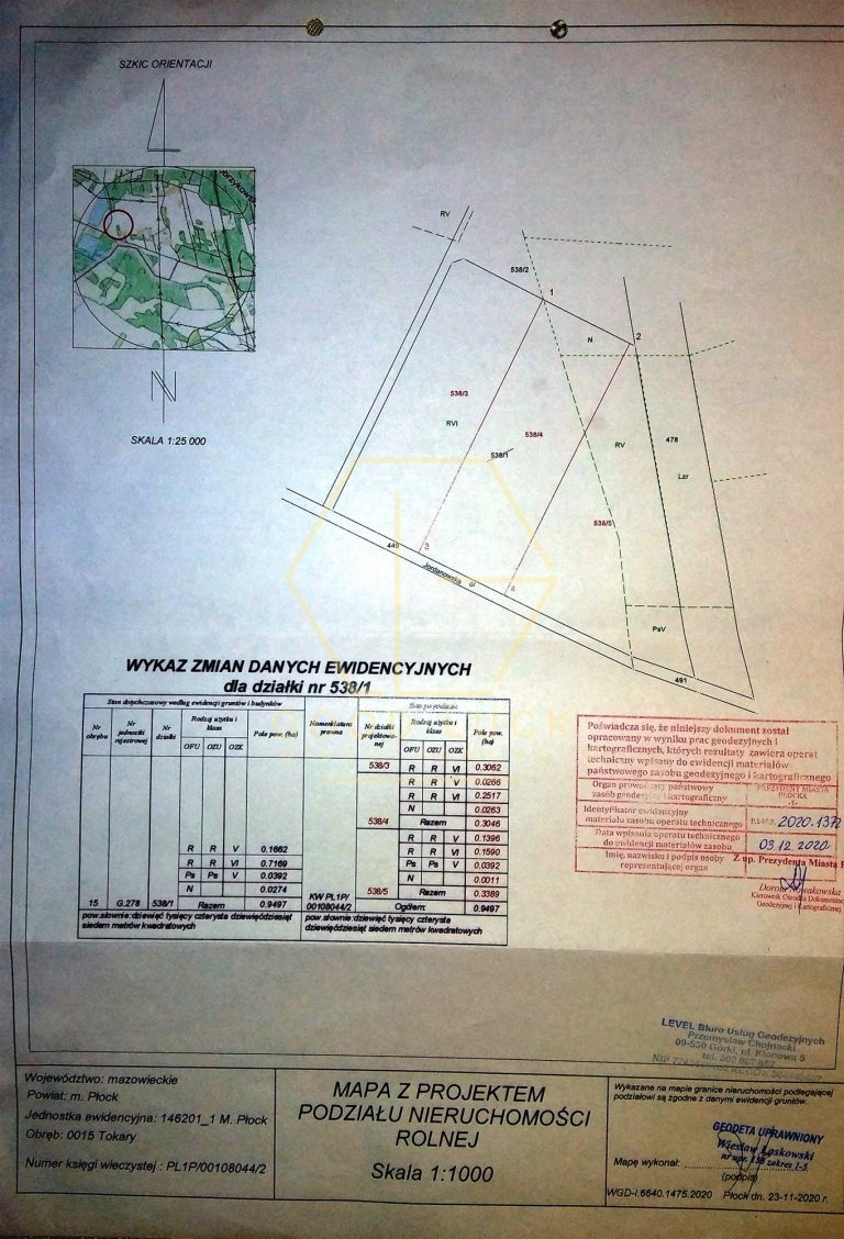 Działka rolna 3389 m² z możliwością zabudowy w Płocku Płock, Tokary-Rąbież  3 389m2 Foto 1