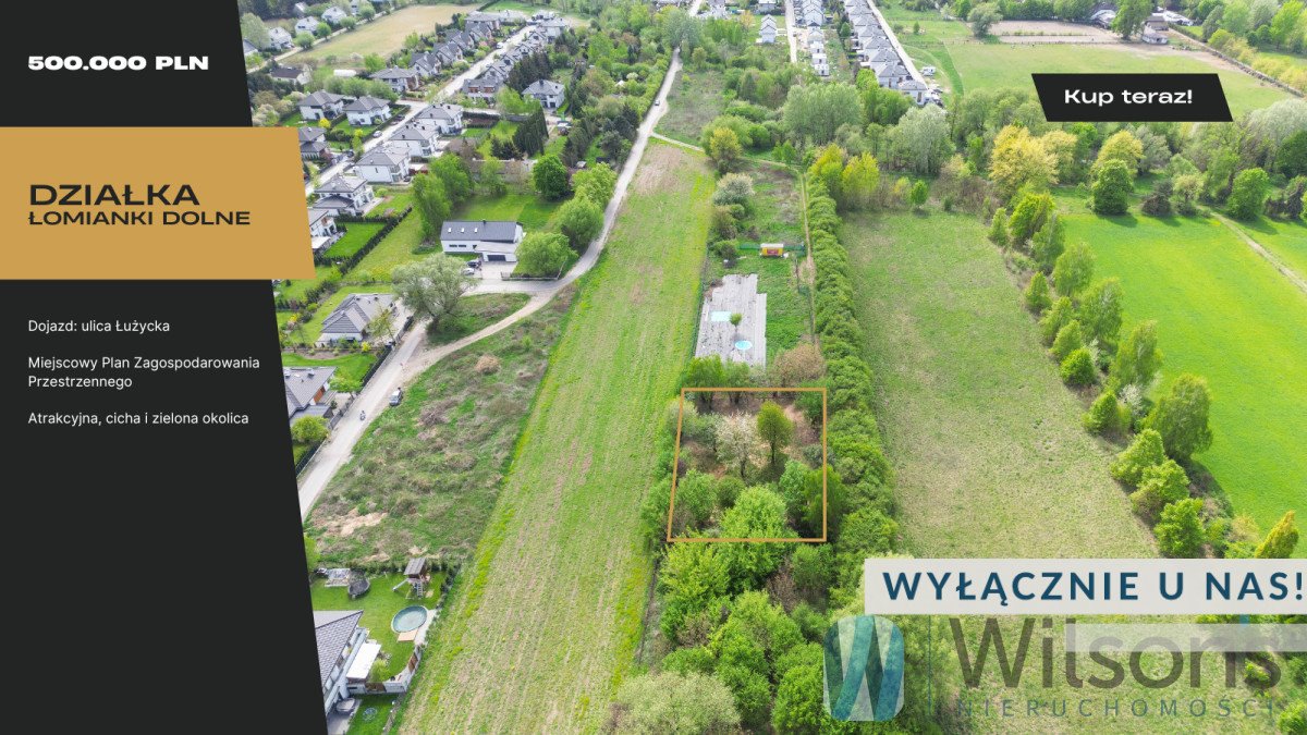 Polecam działkę 28x36 m w Łomiankach Dolnych z drzewami i mediami Łomianki Dolne, Łużycka  1 000m2 Foto 1
