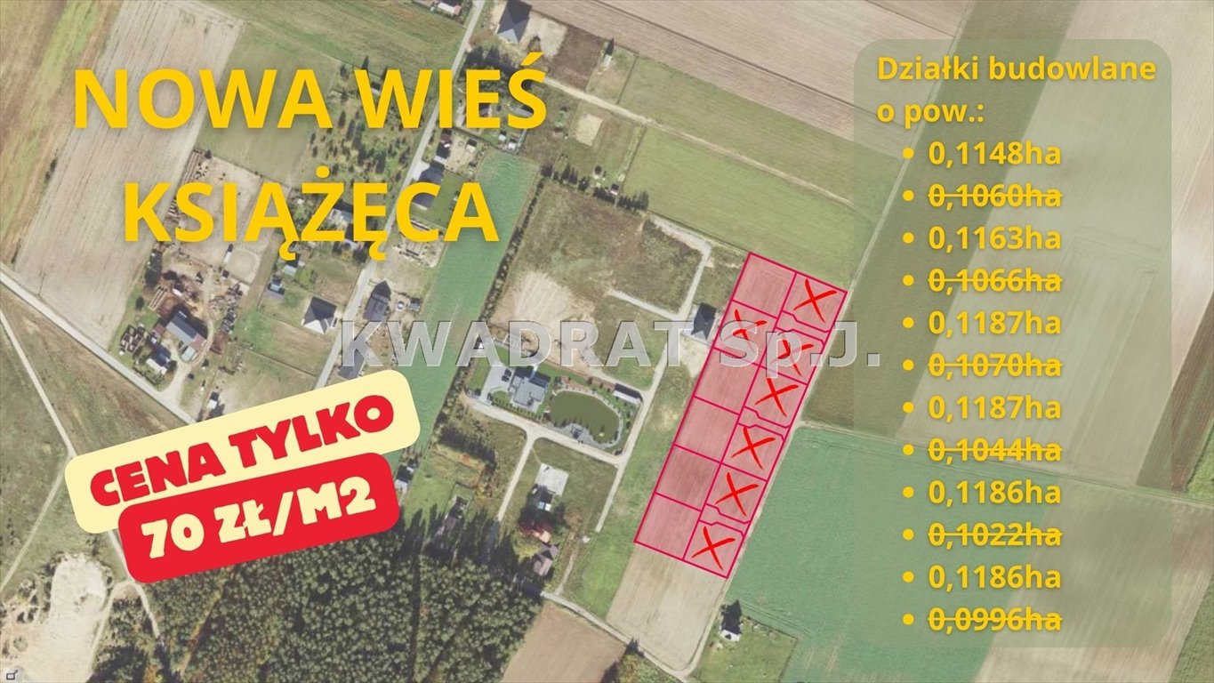 Działki budowlane w Nowej Wsi Książęcej od 70 zł/m² - polecam Nowa Wieś Książęca  1 022m2 Foto 1