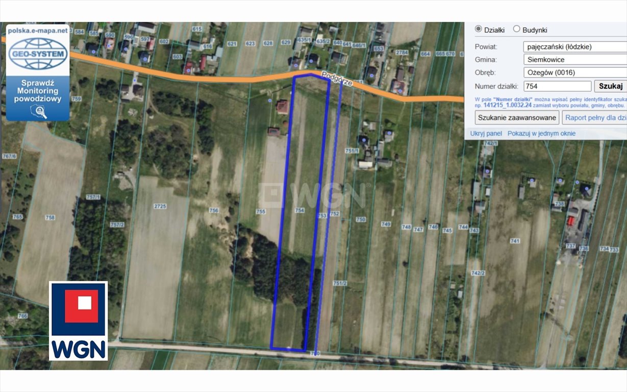Działka 2,3 ha z mediami, do budowy domu w Ożegowie Ożegów, Podgórze  23 000m2 Foto 1