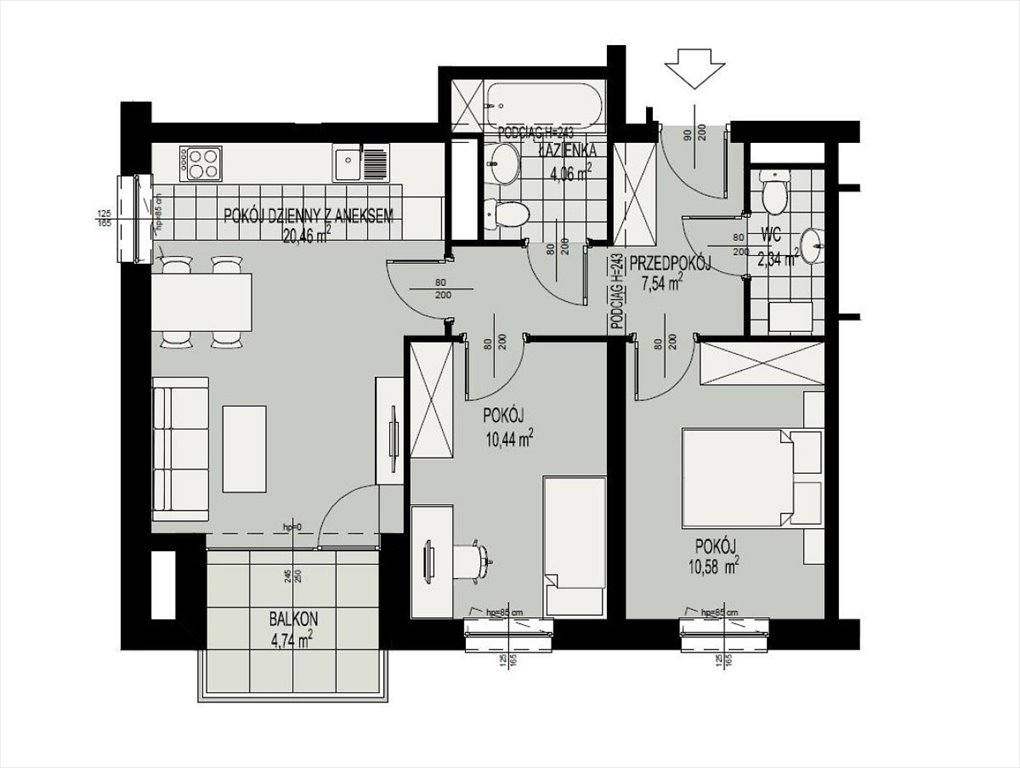 Mieszkanie trzypokojowe na sprzedaż Lublin, Wyścigowa  55m2 Foto 1