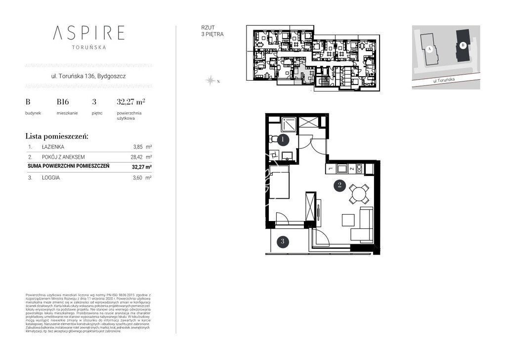 Nowoczesne 33,29 m² w Bydgoszczy, Toruńska Bydgoszcz, Toruńska  33m2 Foto 1