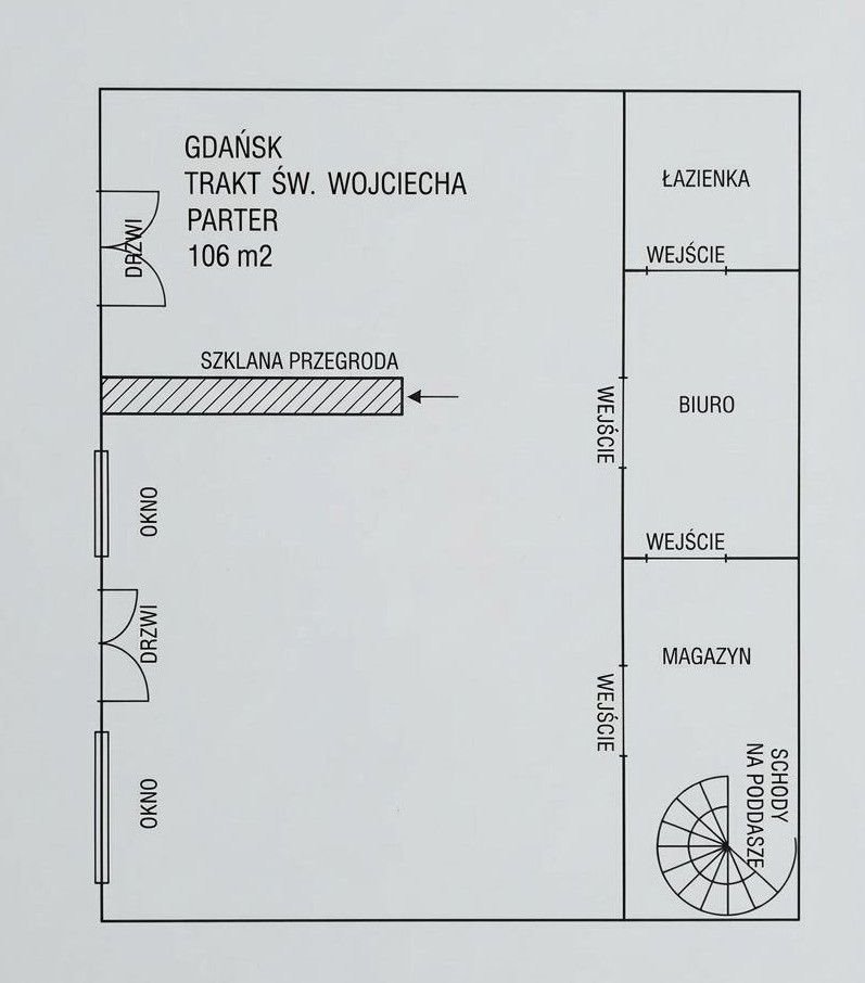 Lokal usługowy 136 m² przy Trakcie św. Wojciecha w Gdańsku polecam! Gdańsk, Orunia, Trakt św. Wojciecha  242m2 Foto 1