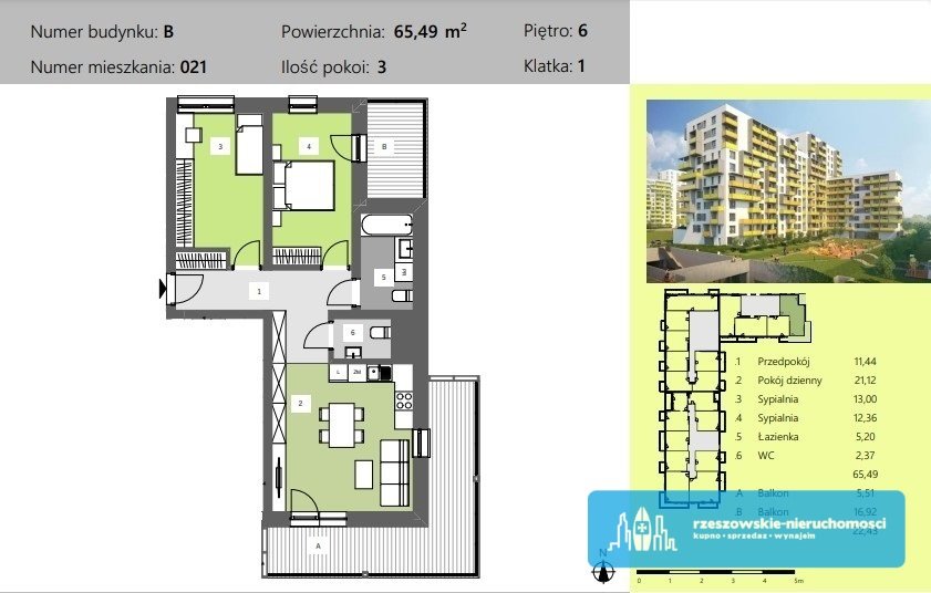 Mieszkanie trzypokojowe na sprzedaż Rzeszów, Technologiczna  65m2 Foto 6