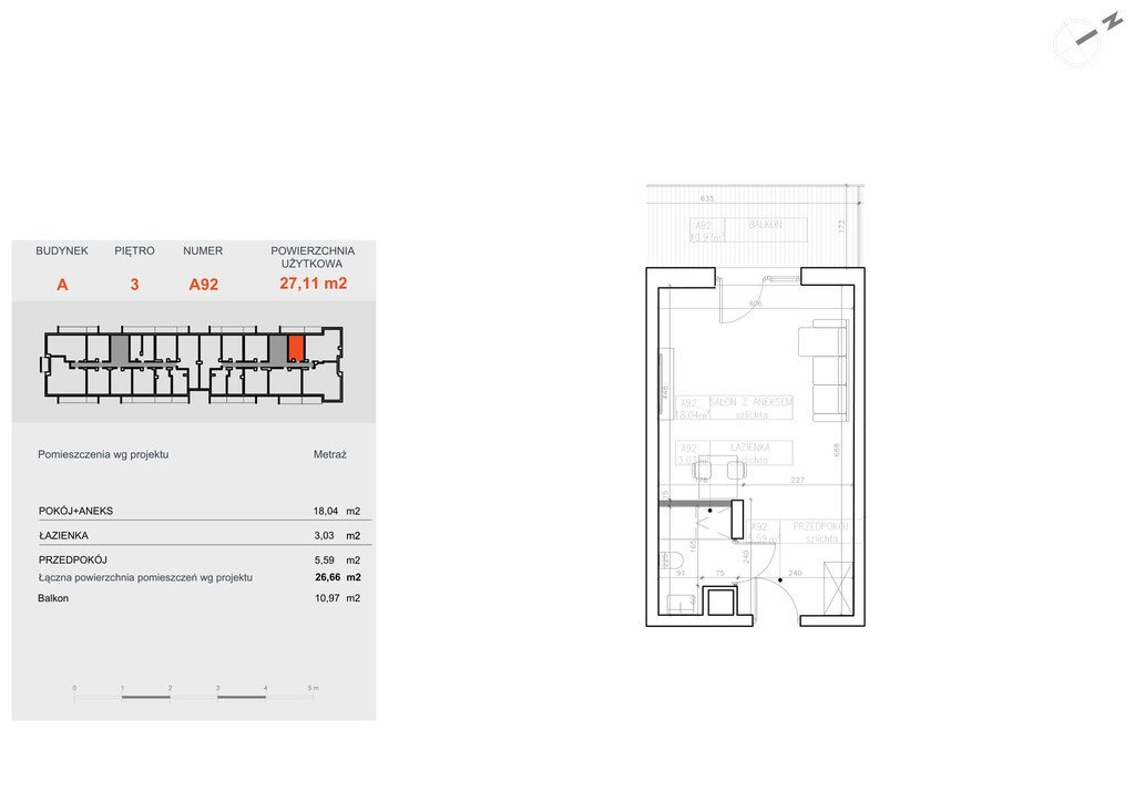 Przestronne 26,84 m² w Bielawach – idealne dla singla lub pary Bydgoszcz, Bielawy, Jana Karola Chodkiewicza  27m2 Foto 1