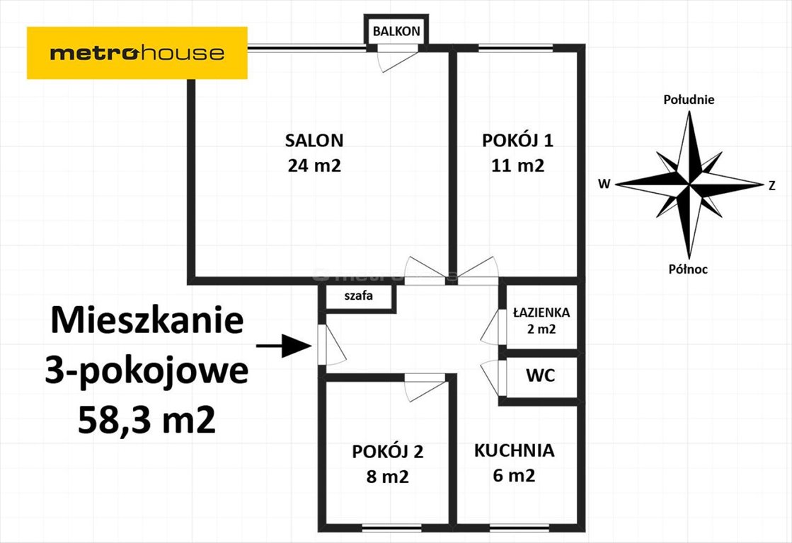 Mieszkanie trzypokojowe na sprzedaż Bielsko-Biała, Dembowskiego  58m2 Foto 1