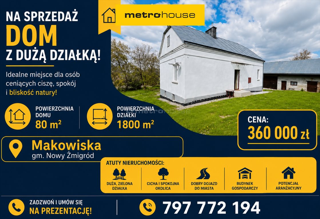 Urokliwy dom 80 m² na 18 a w Makowiskach - adaptacyjny strych Makowiska  80m2 Foto 1