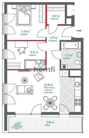 Mieszkanie trzypokojowe na wynajem Łódź, Bałuty  68m2 Foto 16