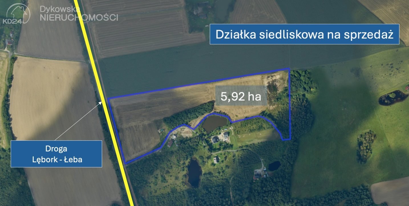 Działka siedliskowa 5,92 ha z warunkami zabudowy i infrastrukturą Darżkowo  592 000m2 Foto 1