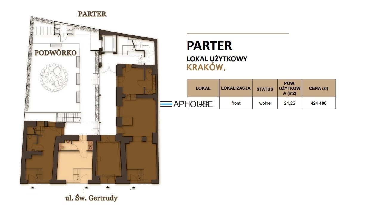 Lokal użytkowy na sprzedaż Kraków, Stare Miasto, Stare Miasto, Gertrudy  21m2 Foto 1
