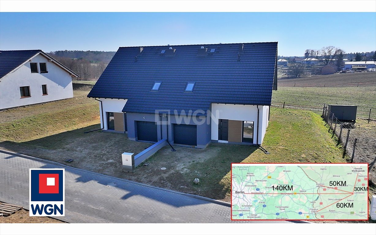 Dom bliźniak w stanie surowym zamkniętym z garażem i tarasem Lubniewice, Sulęcińska  150m2 Foto 1